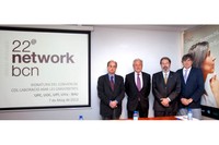 D'esquerra a dreta, Joan Majó, vicerector de Formació Pemanent de la UPC; Ramon Salabert, president de la Junta Directiva del 22@Network bcn; Jordi Montaña, rector de la Universitat de Vic, i Daniel Serra de la Figuera, Vicerector d’Economia, Recursos d’informació i Relacions Institucionals de la Universitat Pompeu Fabra.