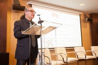 Enric Fossas, rector de la Universitat Politècnica de Catalunya (UPC) i president de l’Associació Catalana d'Universitats Públiques (ACUP), durant l'acte de presentació de l’Agenda per a la innovació i la competitivitat de Catalunya 2015-2020.