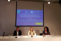 Josep Prieto, Núria Castell i Milagros Sáinz, durant la presentació del vídeo. 