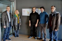 D'esquerra a dreta: Miquel Casals, del Departament d'Enginyeria de Projectes i de la Construcció; Gemma Santularia, del Servei d'Infraestructures; Marcel Macarulla, del Departament d'Enginyeria de Projectes i de la Construcció; Josep Manel Sabaté, del Servei d'Infraestructures; i Lluís Gil, sots-director d'Empresa i Recerca de l'ESEIAAT