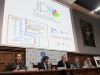 Moment de la cloenda de la I Jornada d'Investigadors Predoctorals Interdisciplinària, que va tenir lloc a l'Edifici Històric de la UB.