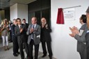 El rector Antoni Giró, juntament amb el president de RESA, Jaume Pagès,  i l’alcalde de Terrassa, Pere Navarro, durant la inauguració del nou edifici d’allotjaments universitaris Hipàtia