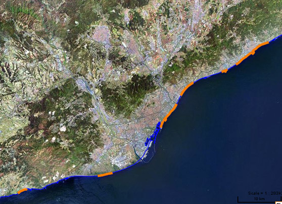 imatge sobre la vulnerabilitat de la costa del barcelonés del visor d&rsquo;icost