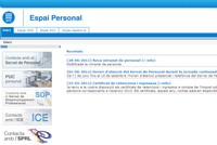 Imatge de la pàgina principal de la Intranet de Personal