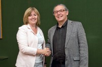 Rosa Argelaguet, nova directora de l'EPSEM, juntament amb el rector Enric Fossas a la presa de possessió.