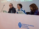 D'esquerra a dreta, Enric Fossas, rector de la UPC; Olga Lanau, gerent de la UPC, i Ana Rosa Cánovas, cap de gabinet del rector.